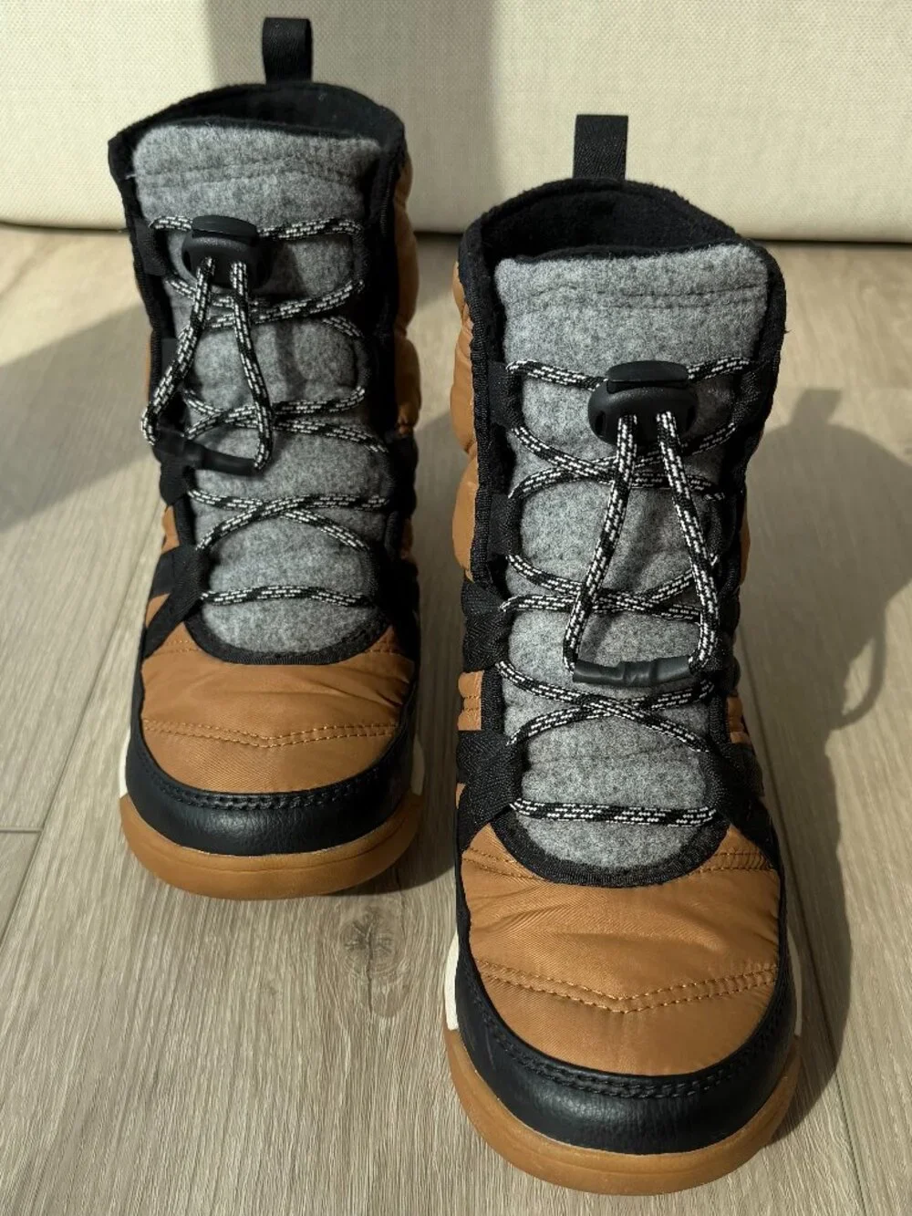 SOREL Whitney III Plus Waterproof Snow Boots Big Kids Gray Tan